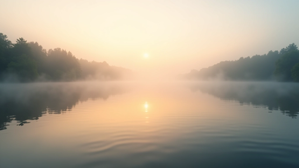 Rami Kuršių marių vandens paviršius su atspindžiais ir tolimais miškais horizonte